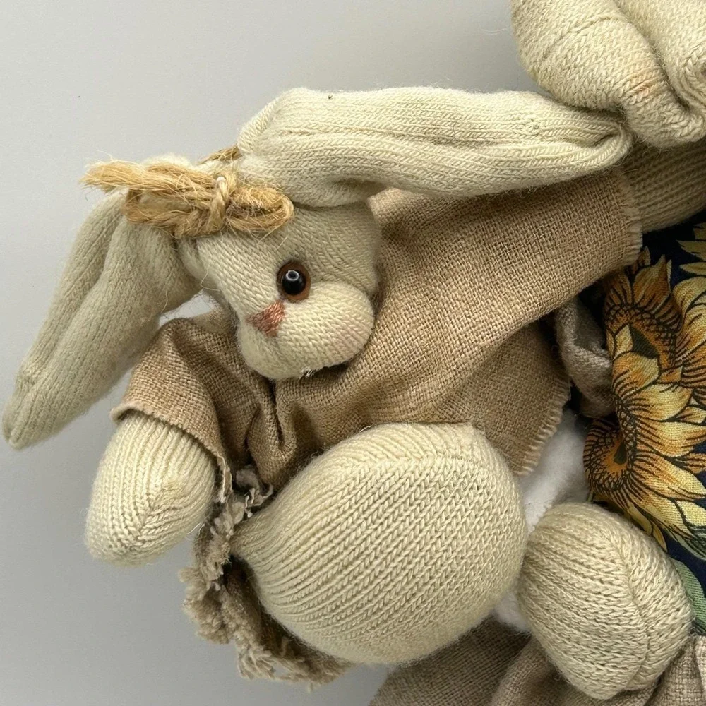 Little Lops by Our Secret 1996‎ First Edition Bunny Rabbit with Baby Straw Hat
